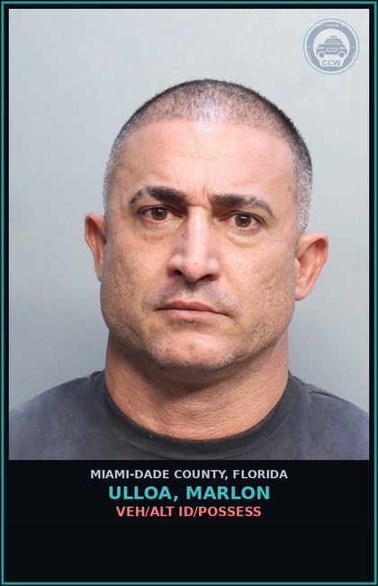 CCW arrest card for ULLOA, MARLON in Miami-Dade County: VEH/ALT ID/POSSESS