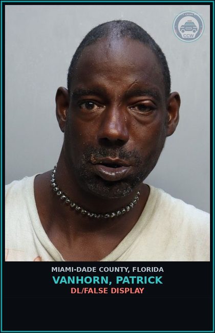 CCW arrest card for VANHORN, PATRICK in Miami-Dade County: DL/FALSE DISPLAY