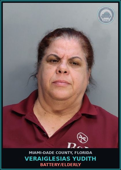 CCW arrest card for VERAIGLESIAS YUDITH in Miami-Dade County: BATTERY/ELDERLY