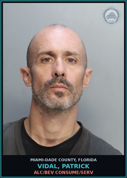 CCW arrest card for VIDAL, PATRICK in Miami-Dade County: ALC/BEV CONSUME/SERV