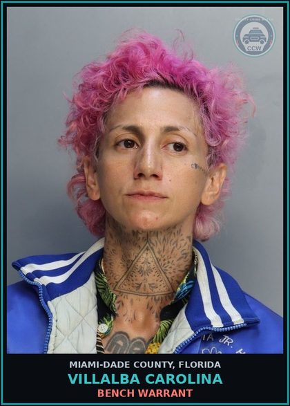 CCW arrest card for VILLALBA CAROLINA in Miami-Dade County: BENCH WARRANT