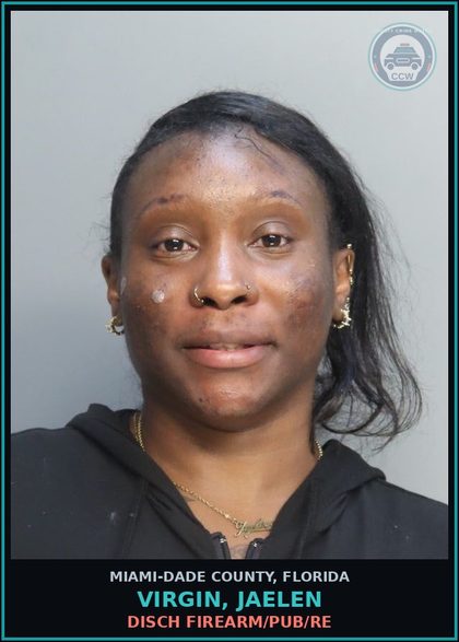 CCW arrest card for VIRGIN, JAELEN in Miami-Dade County: WEAP/SCHL PROP/DISCH