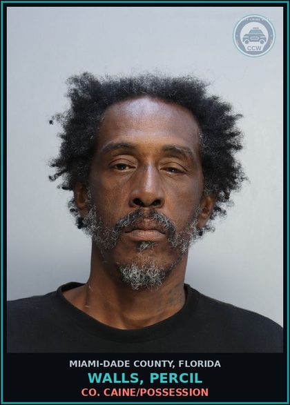 CCW arrest card for WALLS, PERCIL in Miami-Dade County: COCAINE/POSSESSION