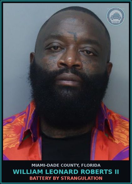 CCW arrest card for WILLIAM LEONARD ROBERTS II in Miami-Dade County: BATTERY BY STRANGULATION