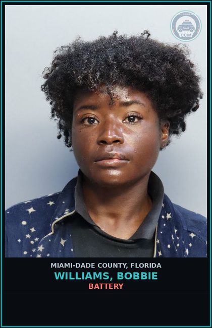 CCW arrest card for WILLIAMS, BOBBIE in Miami-Dade County: BATTERY