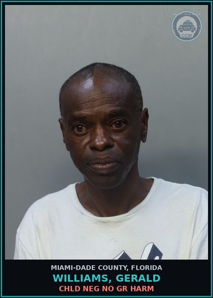 CCW arrest card for WILLIAMS, GERALD in Miami-Dade County: chld NEG NO GR HARM