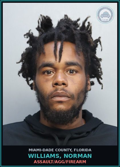 CCW arrest card for WILLIAMS, NORMAN in Miami-Dade County: ASSAULT/AGG/FIREARM