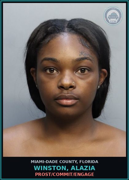 CCW arrest card for WINSTON, ALAZIA in Miami-Dade County: PROST/COMMIT/ENGAGE
