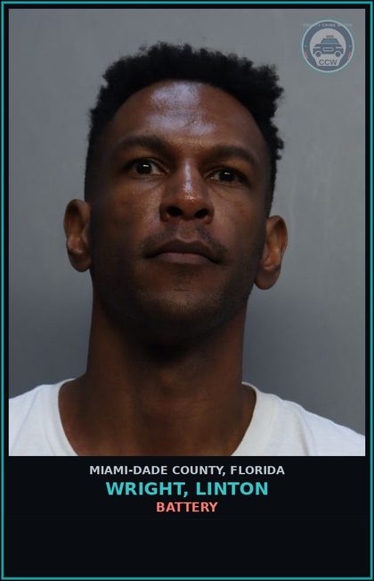 CCW arrest card for WRIGHT, LINTON in Miami-Dade County: BATTERY