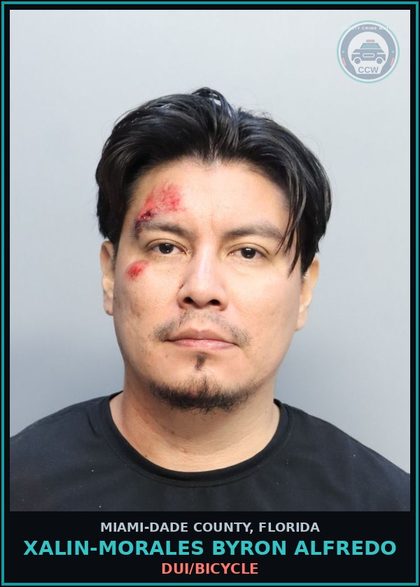 CCW arrest card for XALIN-MORALES BYRON  ALFREDO in Miami-Dade County: DUI/BICYCLE