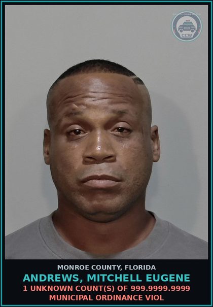 CCW arrest card for ANDREWS, MITCHELL EUGENE in Monroe County: 1 Unknown Count(s) of 999.9999.9999 MUNICIPAL ORDINANCE VIOL