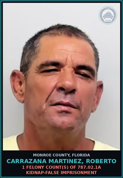 CCW arrest card for CARRAZANA MARTINEZ, ROBERTO in Monroe County: 1 Felony Count(s) of 784.021.1a AGGRAV ASSLT - WEAPON