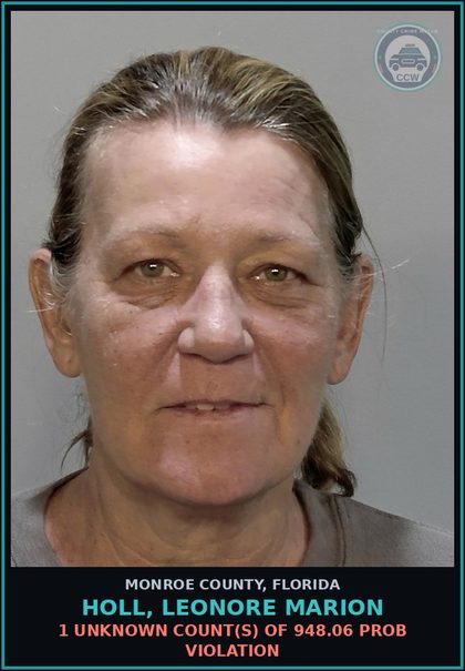 CCW arrest card for HOLL, LEONORE MARION in Monroe County: 1 Unknown Count(s) of 948.06 PROB VIOLATION