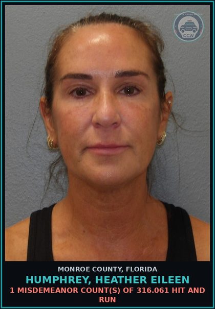 CCW arrest card for HUMPHREY, HEATHER EILEEN in Monroe County: 1 Misdemeanor Count(s) of 316.061 HIT AND RUN