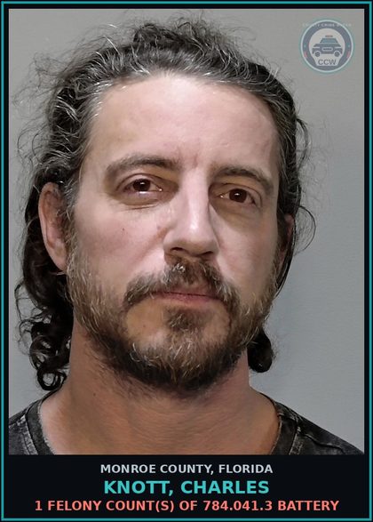 CCW arrest card for KNOTT, CHARLES in Monroe County: 1 Felony Count(s) of 810.02.2a BURGL