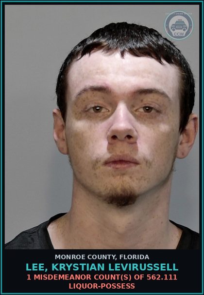 CCW arrest card for LEE, KRYSTIAN LEVIRUSSELL in Monroe County: 1 Unknown Count(s) of 888.8888.8888 COUNTY ORDINANCE VIOL