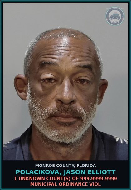 CCW arrest card for POLACIKOVA, JASON ELLIOTT in Monroe County: 1 Unknown Count(s) of 999.9999.9999 MUNICIPAL ORDINANCE VIOL