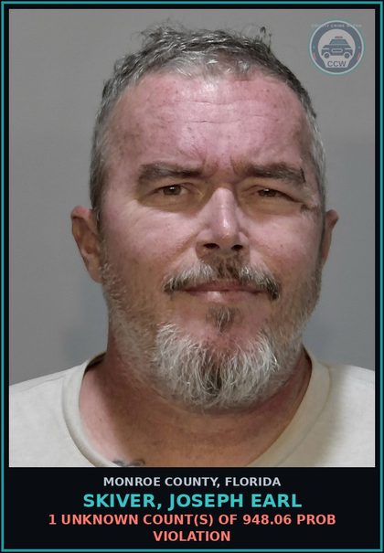 CCW arrest card for SKIVER, JOSEPH EARL in Monroe County: 1 Unknown Count(s) of 948.06 PROB VIOLATION