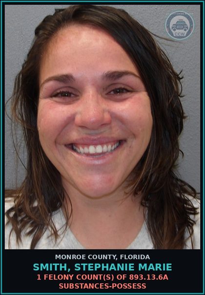 CCW arrest card for SMITH, STEPHANIE MARIE in Monroe County: 1 Felony Count(s) of 893.13.6a DRUGS-POSSESS
