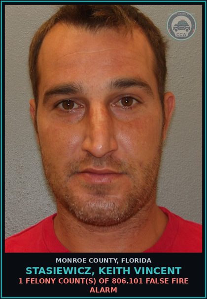CCW arrest card for STASIEWICZ, KEITH VINCENT in Monroe County: 1 Misdemeanor Count(s) of 877.03 DISORDERLY CONDUCT
