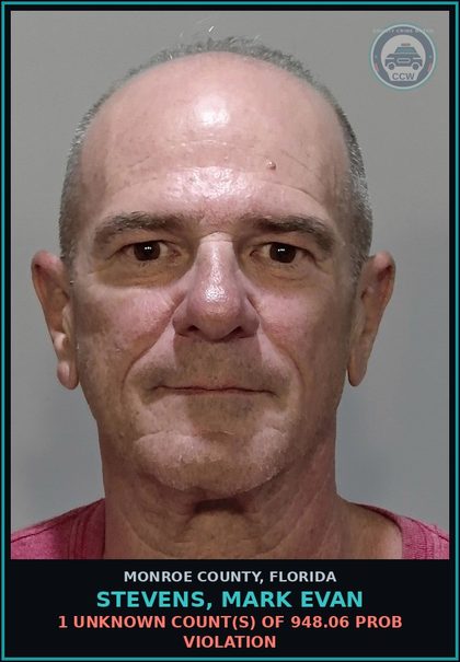 CCW arrest card for STEVENS, MARK EVAN in Monroe County: 1 Unknown Count(s) of 948.06 PROB VIOLATION