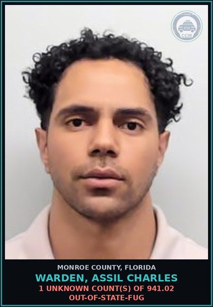 CCW arrest card for WARDEN, ASSIL CHARLES in Monroe County: 1 Unknown Count(s) of 941.02 OUT-OF-STATE-FUG