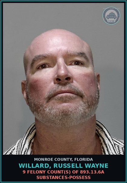 CCW arrest card for WILLARD, RUSSELL WAYNE in Monroe County: 1 Misdemeanor Count(s) of 775.13.5a FAIL TO REG AS CRIM REG