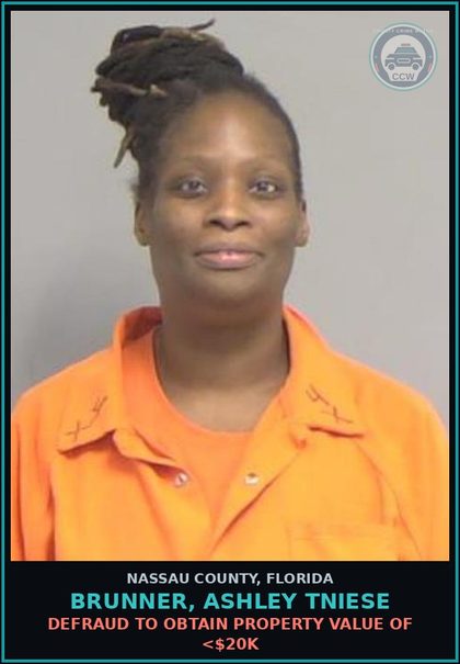 CCW arrest card for BRUNNER, ASHLEY TNIESE in Nassau County: UTTER WORTHLESS CHECK OVER $150 OR TWICE 6 MO