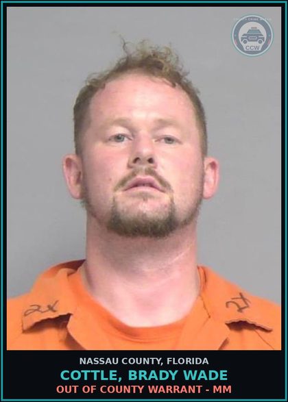 CCW arrest card for COTTLE, BRADY WADE in Nassau County: Out Of County Warrant - MM