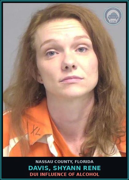 CCW arrest card for DAVIS, SHYANN RENE in Nassau County: DUI INFLUENCE OF ALCOHOL