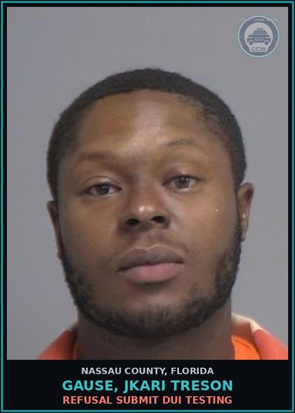CCW arrest card for GAUSE, JKARI TRESON in Nassau County: RESIST LEO W/OUT VIOLENCE