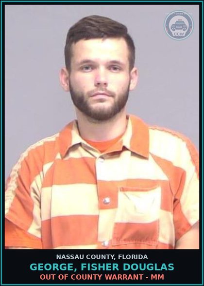 CCW arrest card for GEORGE, FISHER DOUGLAS in Nassau County: Out Of County Warrant - MM