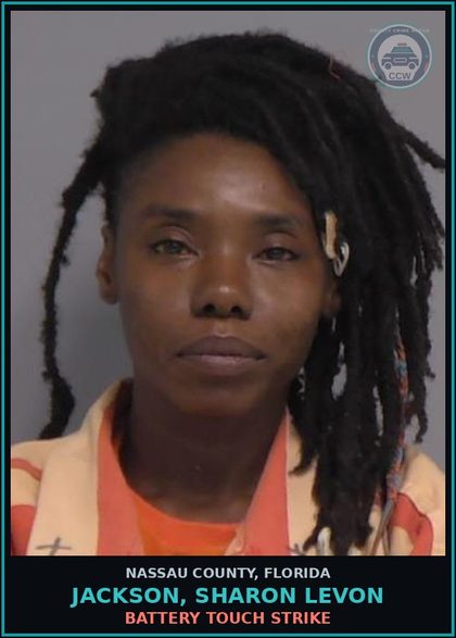CCW arrest card for JACKSON, SHARON LEVON in Nassau County: DEFRAUD OPERATOR FOOD LODGING ACCOM LT 1K DOLS