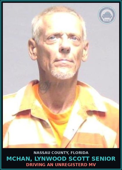 CCW arrest card for MCHAN, LYNWOOD SCOTT Senior in Nassau County: DRIVING AN UNREGISTERD MV