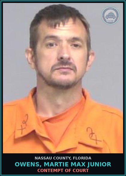 CCW arrest card for OWENS, MARTIE MAX Junior in Nassau County: CONTEMPT OF COURT