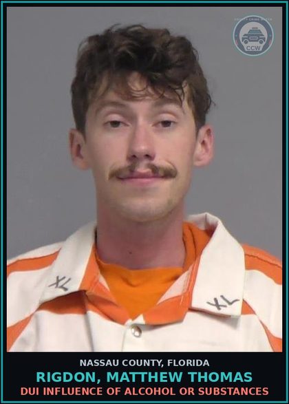 CCW arrest card for RIGDON, MATTHEW THOMAS in Nassau County: DUI INFLUENCE OF ALCOHOL OR DRUGS