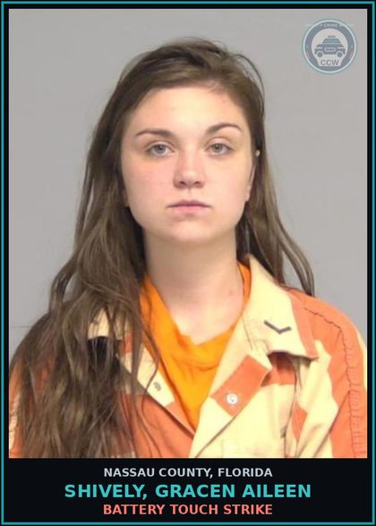CCW arrest card for SHIVELY, GRACEN AILEEN in Nassau County: BATTERY TOUCH STRIKE