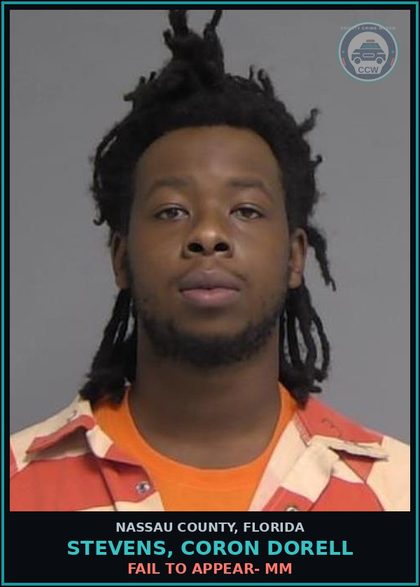 CCW arrest card for STEVENS, CORON DORELL in Nassau County: FAIL TO APPEAR- MM
