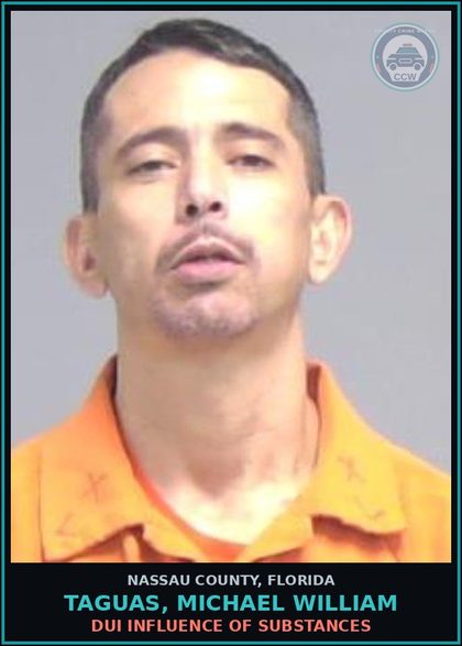 CCW arrest card for TAGUAS, MICHAEL WILLIAM in Nassau County: POSSESS contr substance