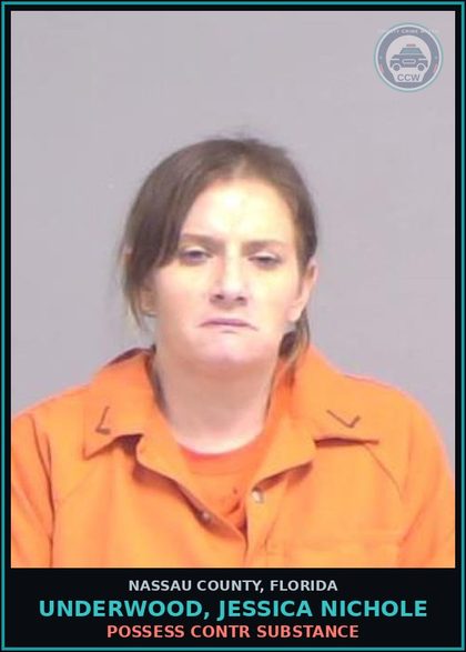 CCW arrest card for UNDERWOOD, JESSICA NICHOLE in Nassau County: POSSESS contr substance
