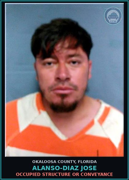 CCW arrest card for Alanso-Diaz Jose in Okaloosa County: Occupied Structure Or Conveyance