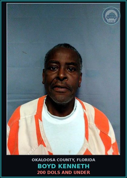CCW arrest card for Boyd Kenneth in Okaloosa County: 200 Dols And Under