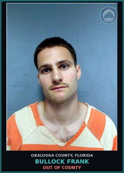 CCW arrest card for Bullock Frank in Okaloosa County: Out of County