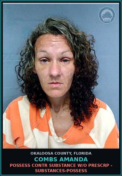 CCW arrest card for Combs Amanda in Okaloosa County: POSSESS contr substance W/O PRESCRIPTION - DRUGS-POSSESS