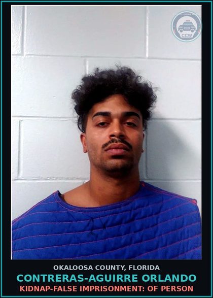 CCW arrest card for Contreras-Aguirre Orlando in Okaloosa County: BATTERY: TOUCH OR STRIKE (DOMV)