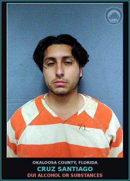 CCW arrest card for Cruz Santiago in Okaloosa County: Refuse to Submit to BAL test