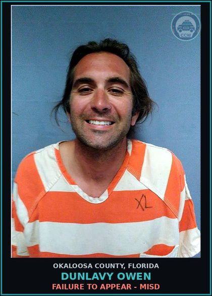 CCW arrest card for Dunlavy Owen in Okaloosa County: FAILURE TO APPEAR - MISD