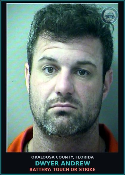 CCW arrest card for Dwyer Andrew in Okaloosa County: BATTERY: TOUCH OR STRIKE