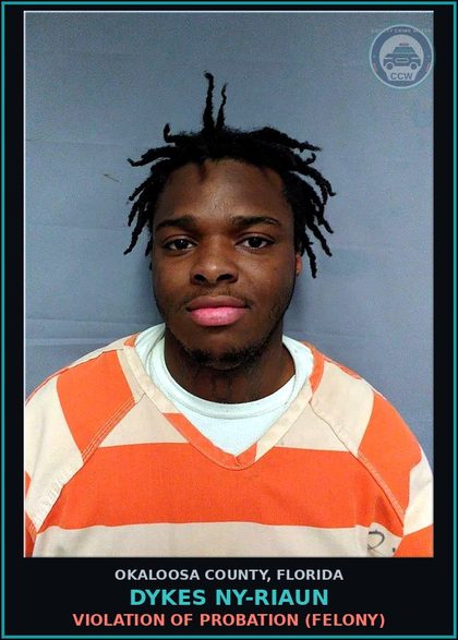 CCW arrest card for Dykes Ny-Riaun in Okaloosa County: VIOLATION OF PROBATION (FELONY)