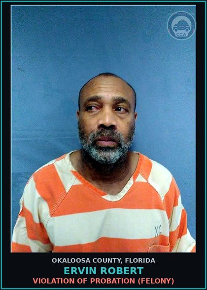 CCW arrest card for Ervin Robert in Okaloosa County: VIOLATION OF PROBATION (FELONY)
